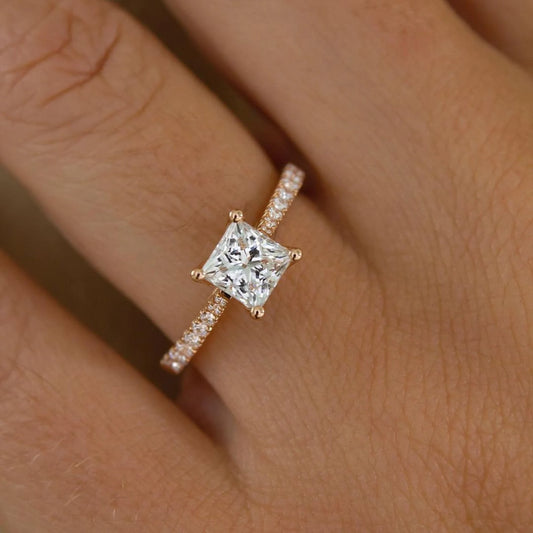 Princess 1.20ctw Diamond Square Cathedral Engagement Ring
