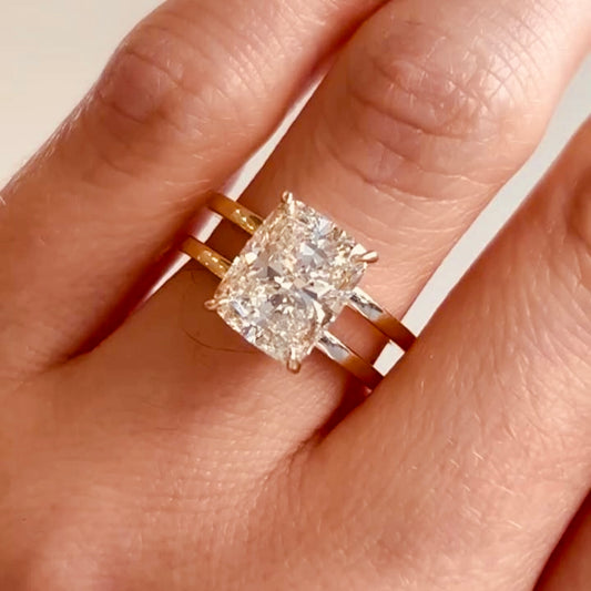 Double Band 3.00ct Square Diamond Engagement Ring