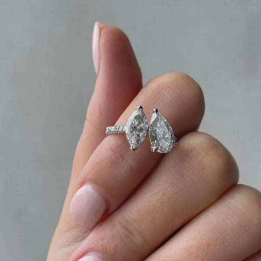 Pear and Marquise 2.80ctw Diamond Engagement Ring
