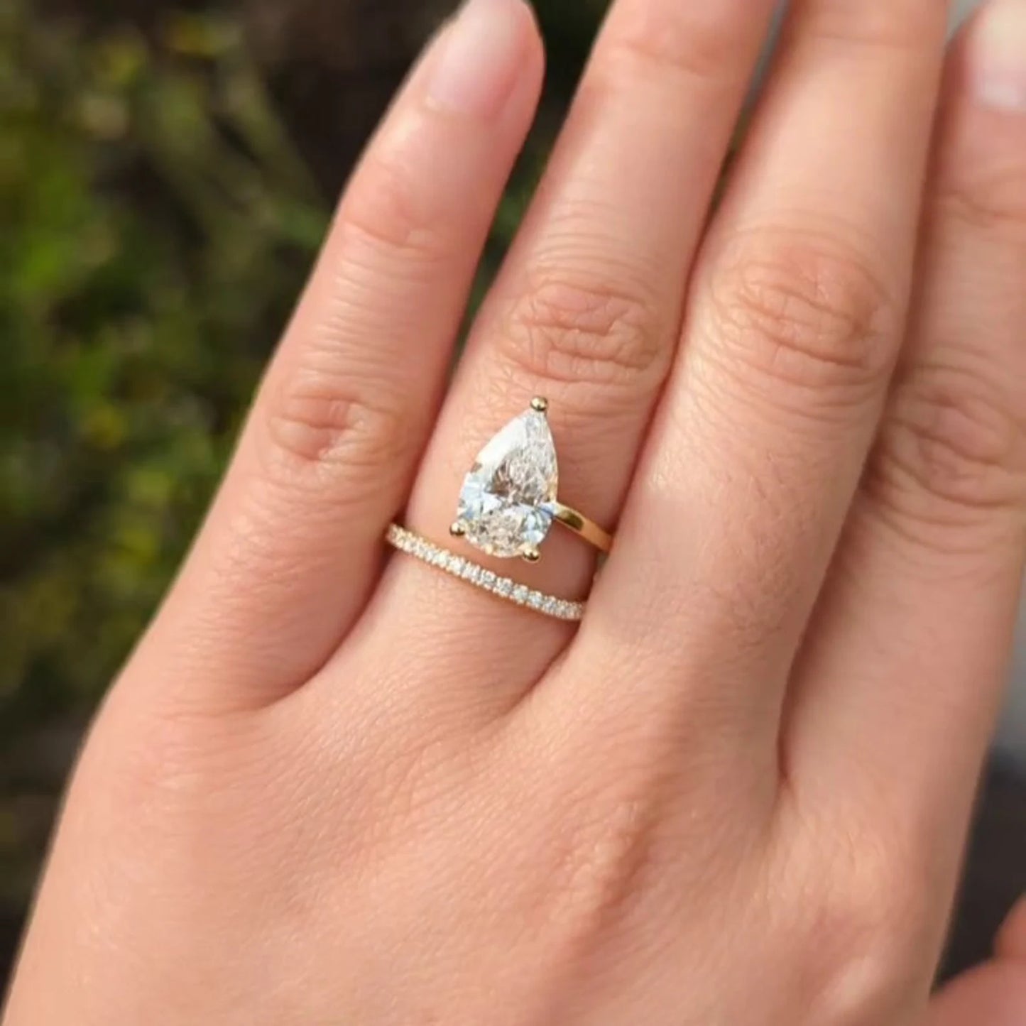 Pear 2.20tcw Diamond Double Band Engagement Ring