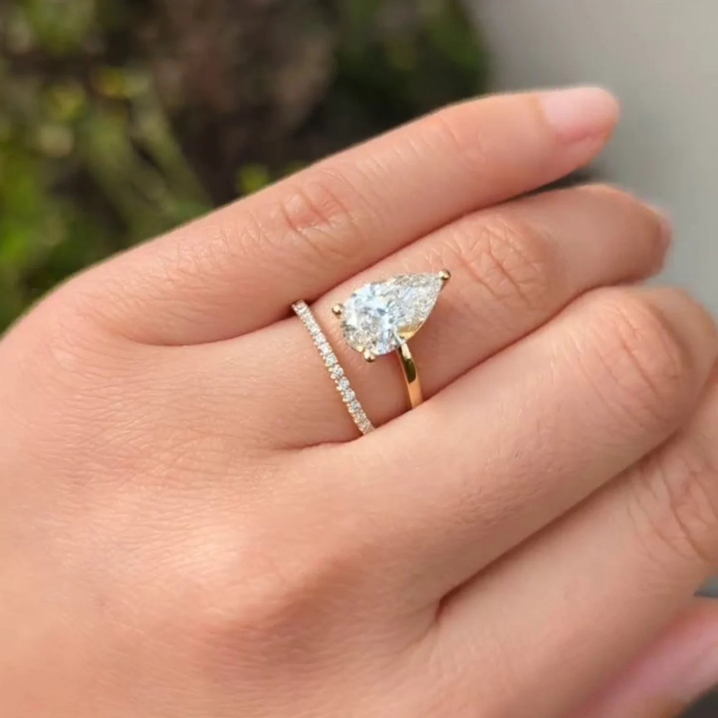 Pear 2.20tcw Diamond Double Band Engagement Ring