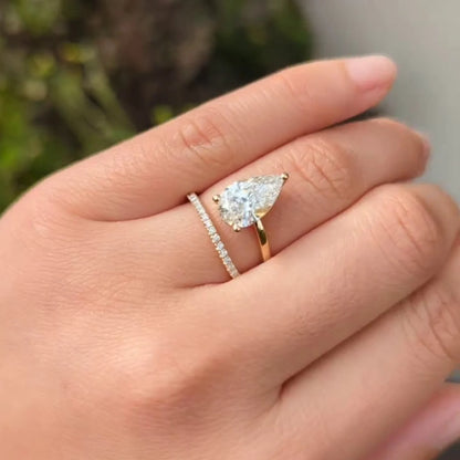 Pear 2.20tcw Diamond Double Band Engagement Ring