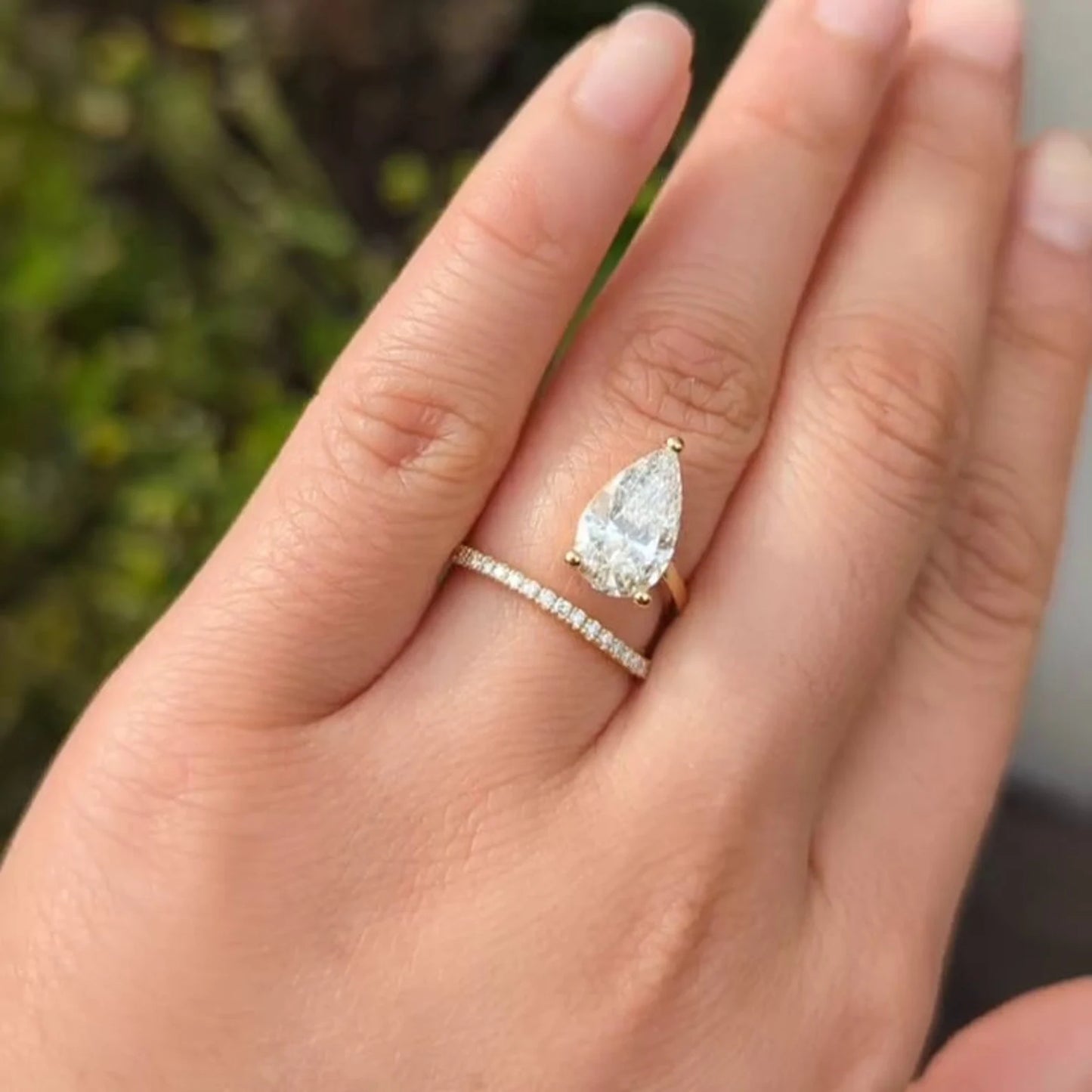 Pear 2.20tcw Diamond Double Band Engagement Ring