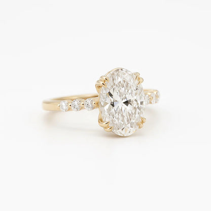 Oval Part Pave 3.00tcw Diamond Engagement Ring