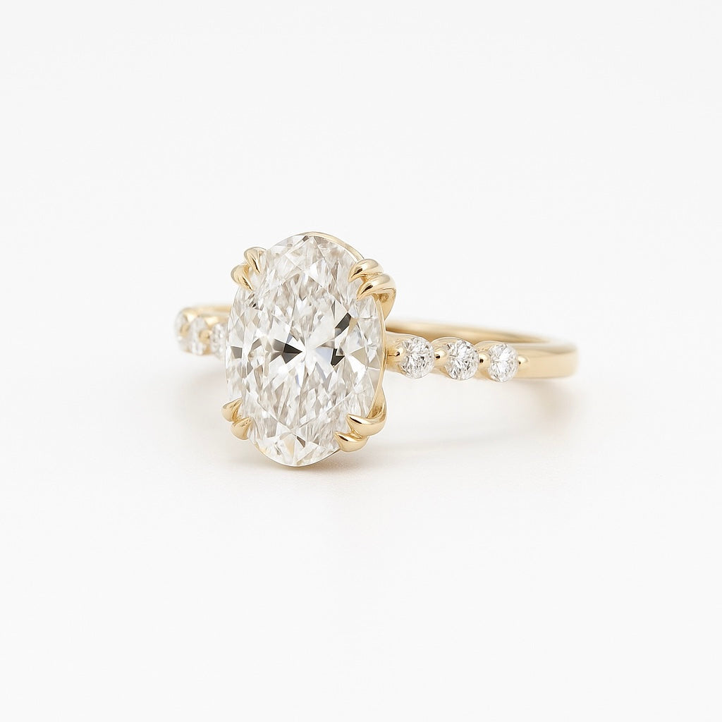 Oval Part Pave 3.00tcw Diamond Engagement Ring