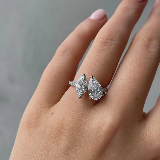 Pear and Marquise 2.80ctw Diamond Engagement Ring