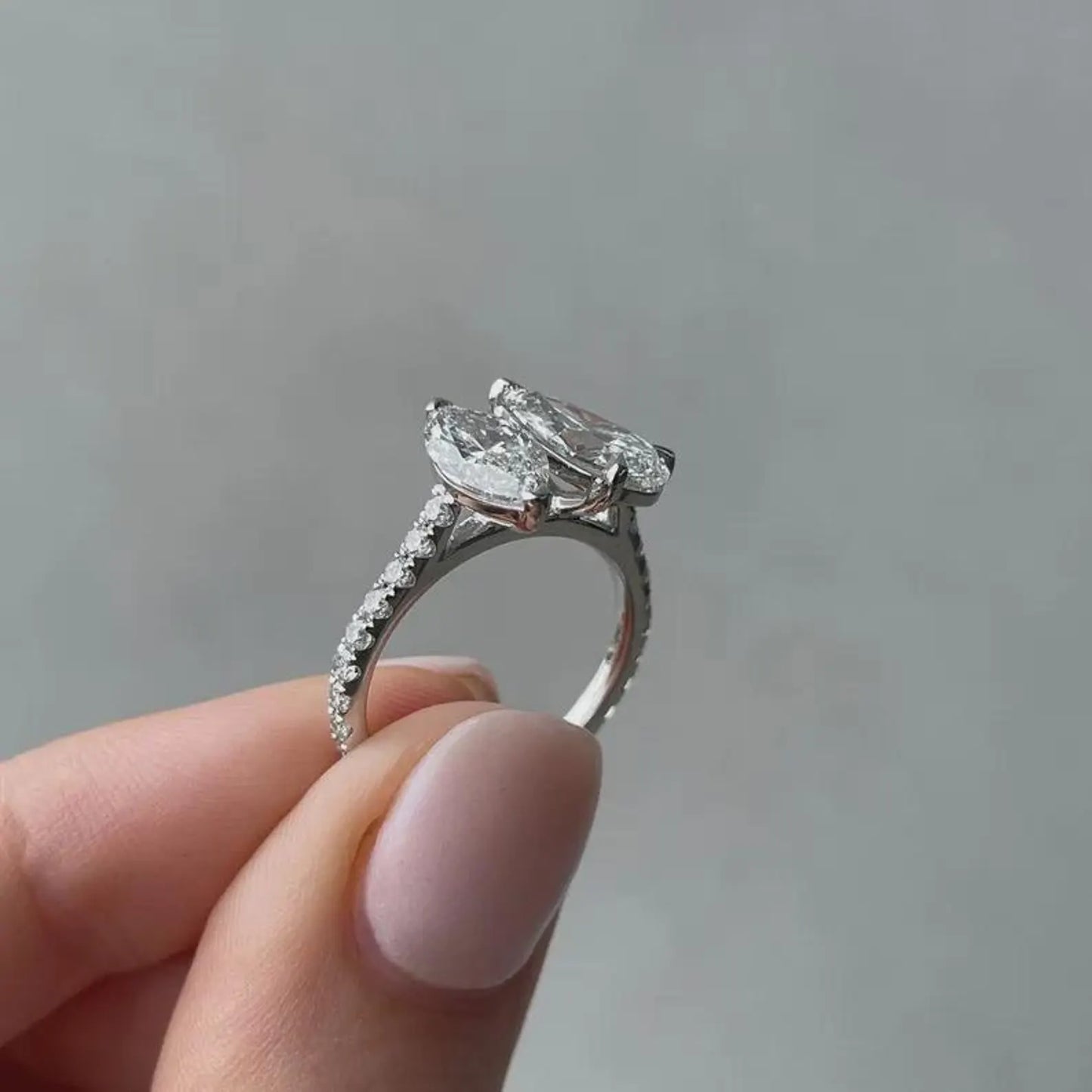 Pear and Marquise 2.80ctw Diamond Engagement Ring