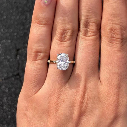 Elongated Cushion-Cut 3.30ctw Diamond Solitaire with Pave Band