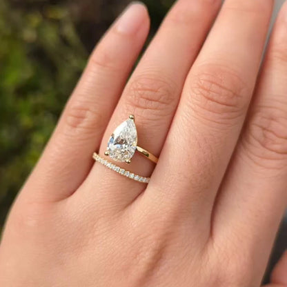 Pear 2.20tcw Diamond Double Band Engagement Ring