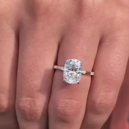 Elongated Cushion-Cut 3.30ctw Diamond Solitaire with Pave Band