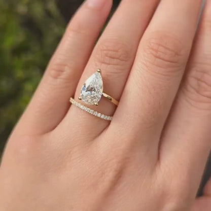 Pear 2.20tcw Diamond Double Band Engagement Ring